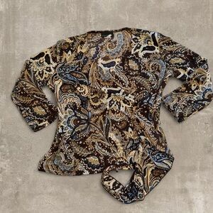 Y2k Brittany Black Paisley Blouse - Brown and Blue